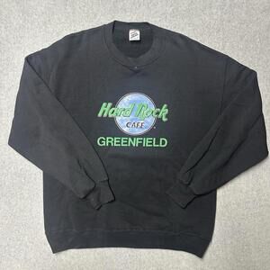 Hard Rock Cafe Greenfield Sweater Men's Sz Large Black Vintage Retro Jerzees USA